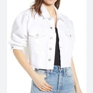 Boyish Harvey Cropped Jean Jacket in Royal Wedding NWOT Medium Raw Hem